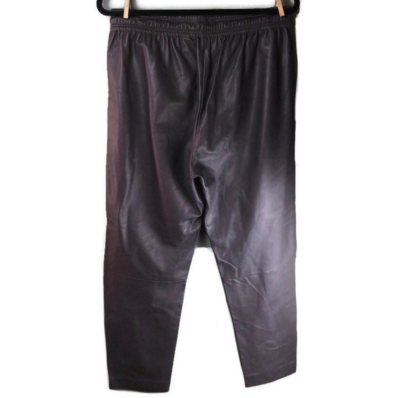 Theory 100% Leather Slit Leg Pull-On Taupe Pants Size 12 - Picture 4 of 14